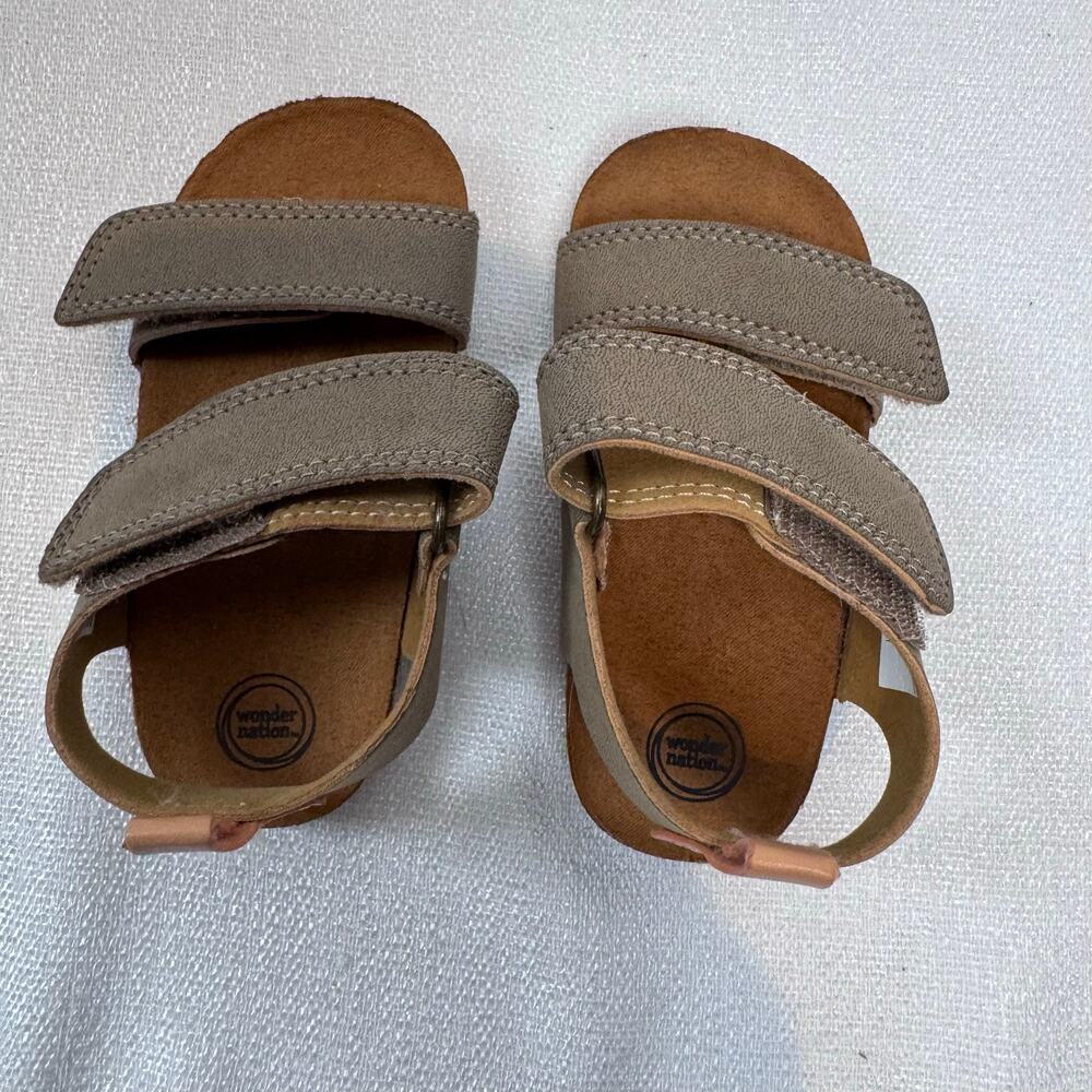 Wonder Nation Toddlers brown double Velcro strap cork sandals Size 5